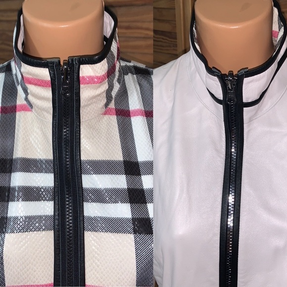 Reversible lambkin British plaid/baby pink zipper jacket size medium - Picture 2 of 16